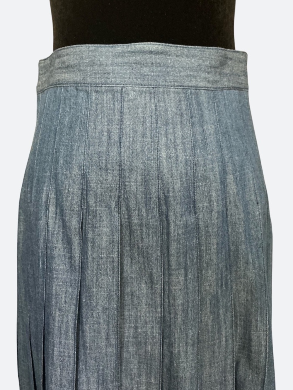 J Crew Collection Pleated Midi Skirt Blue Denim Chambray NWT SZ 4 - Picture 4 of 7